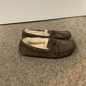 Ugg brown amazing Dakota Ansley sheepskin fur slipper loafer shoes sz 5-6